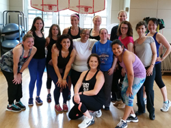 Group photo of a dance fitness workshop